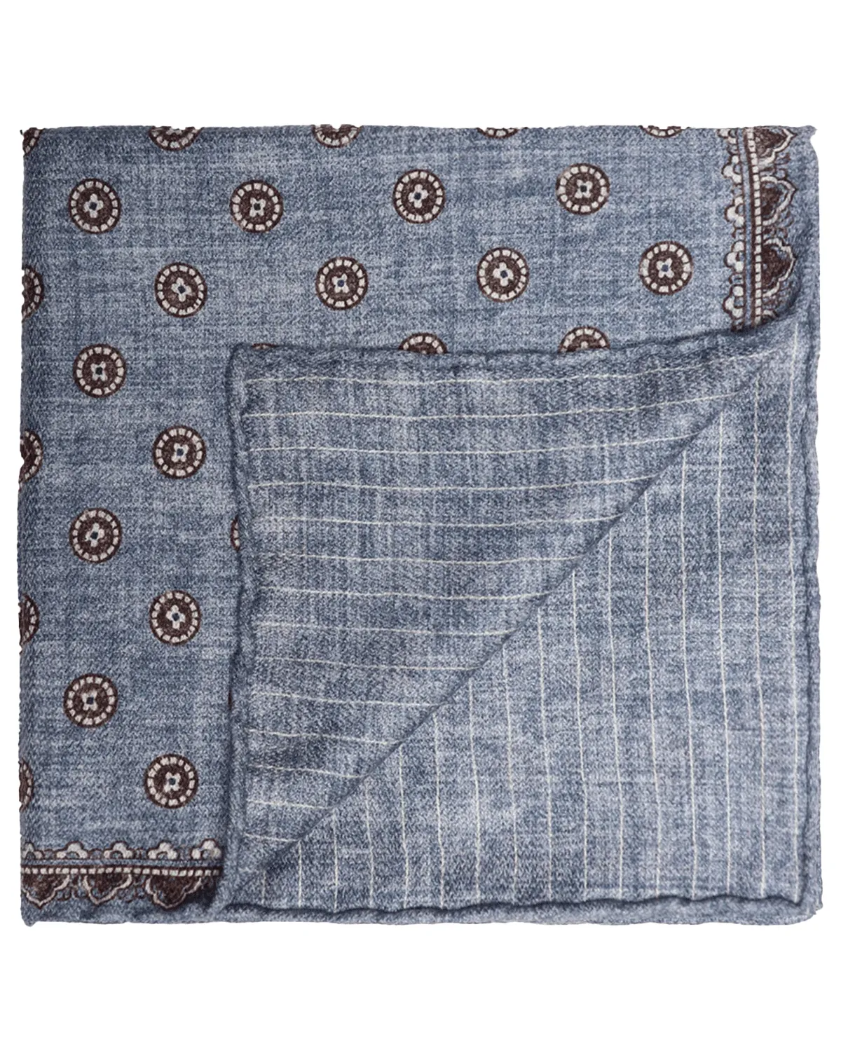 Denim Brown Reversible Silk Pocket Square