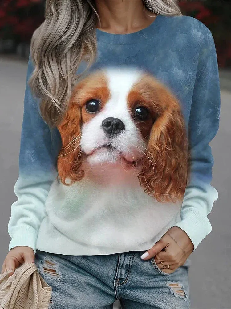 Dog Print Sherpa Women's Sweatshirt