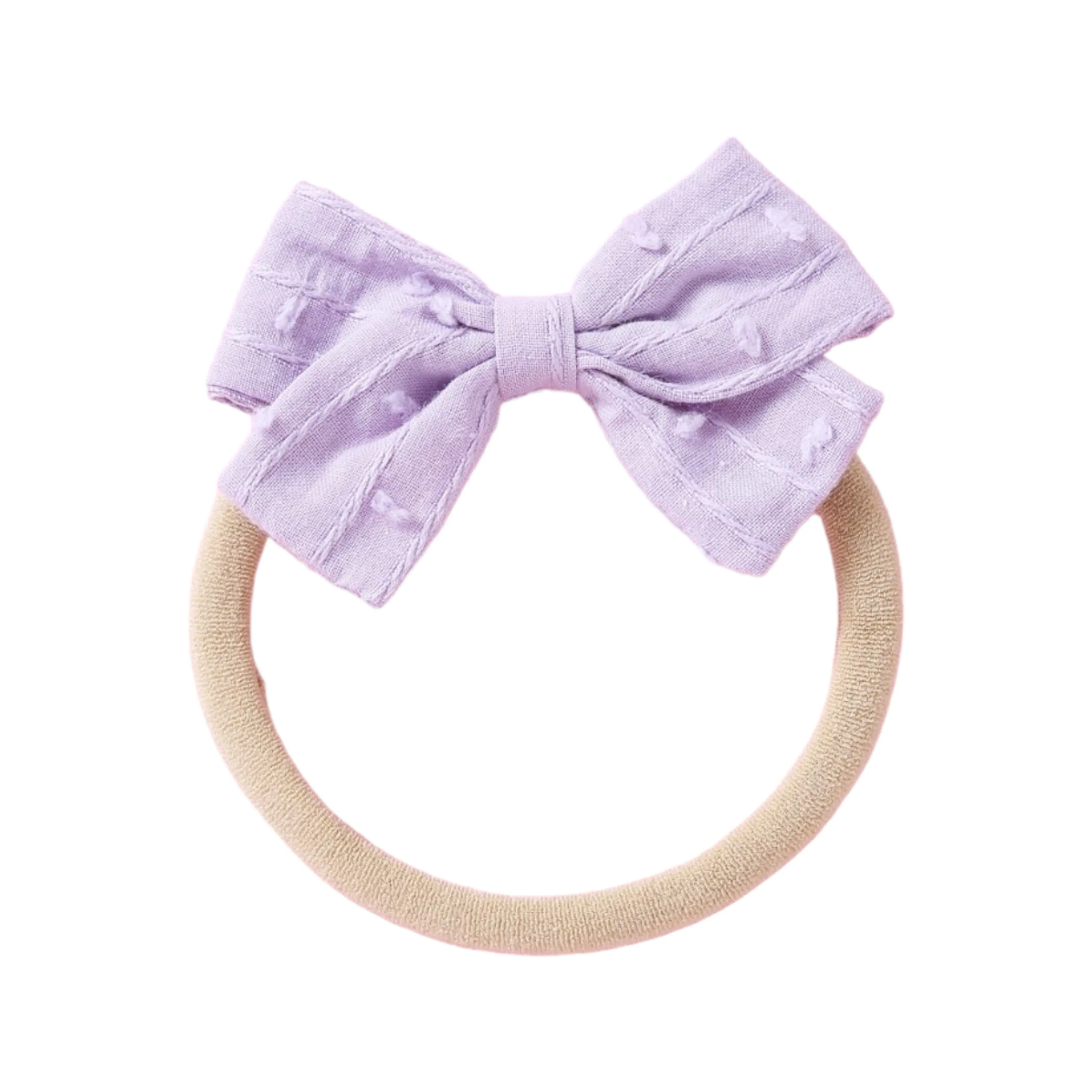 Dotty Embroidered Cotton Baby Bow Sky