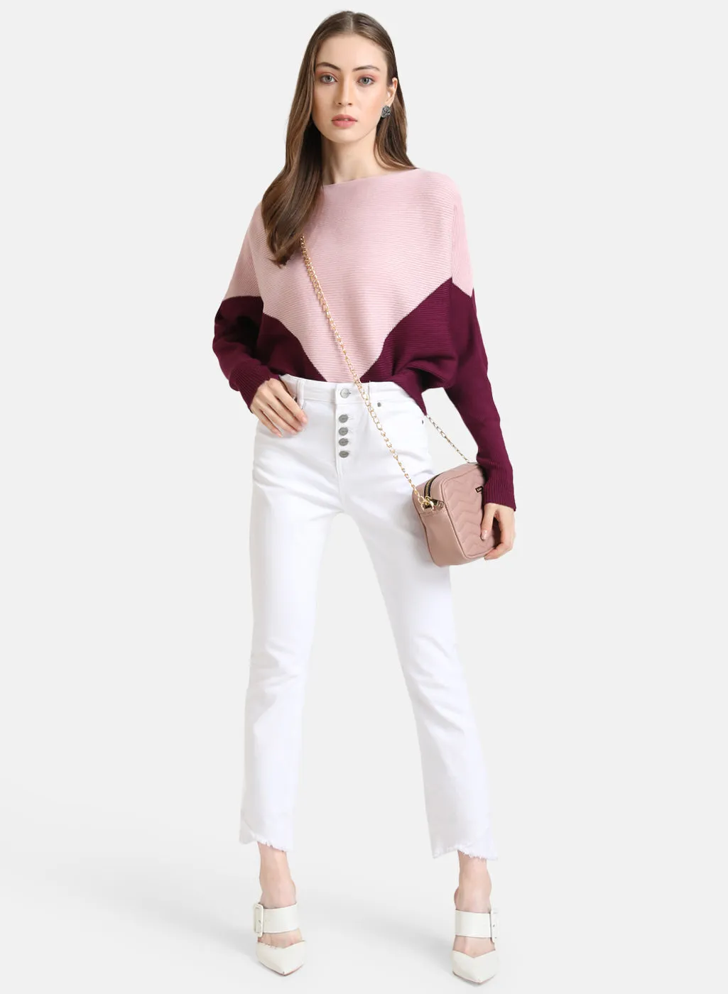 Dual Colored Batwing Sweater