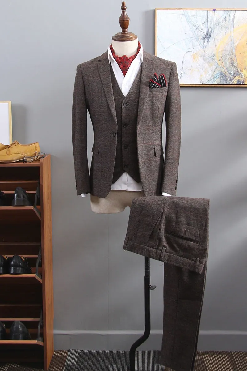 English Style Slim-Fit Three-Piece Wedding Suits for Men