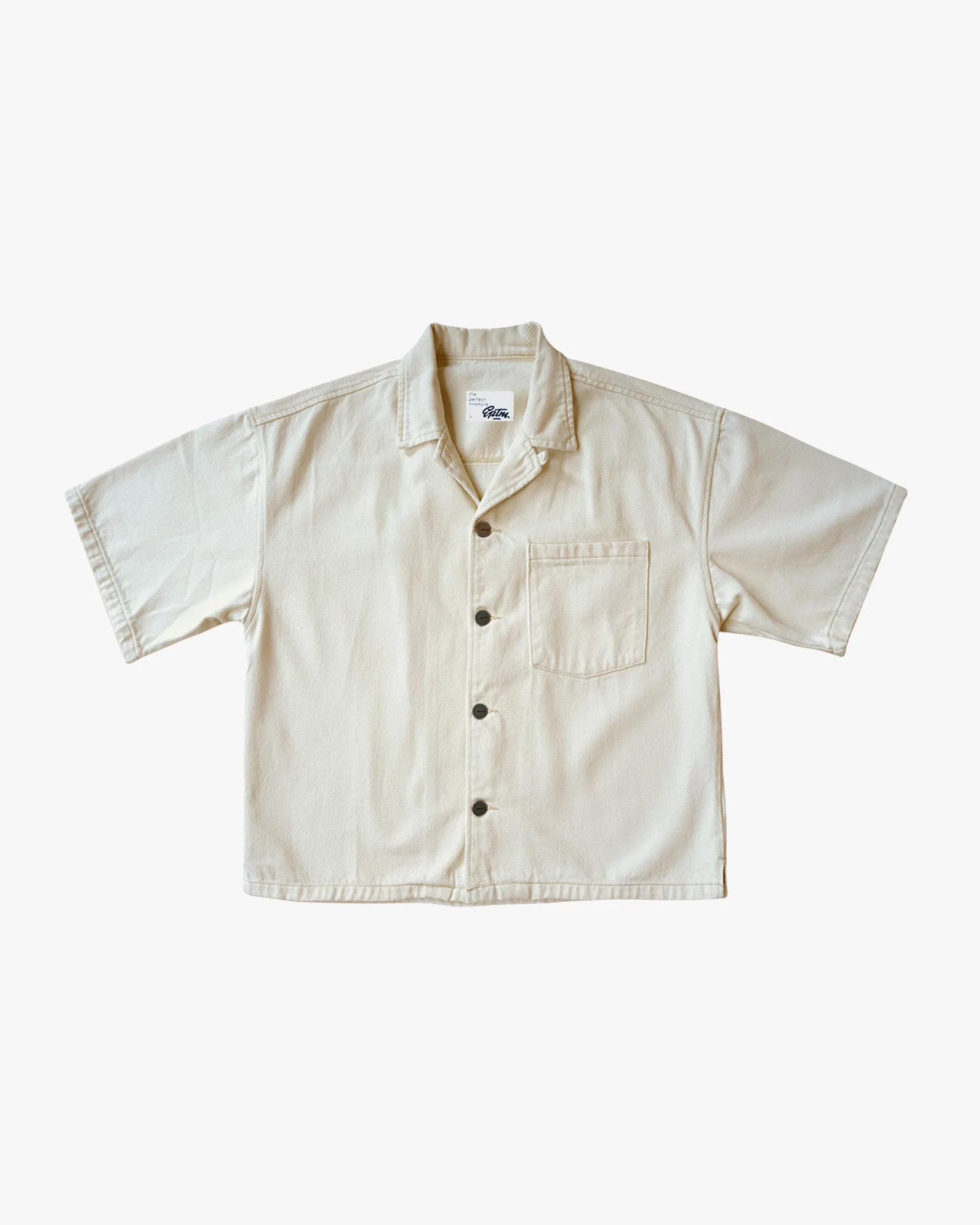 EPTM cream boxy twill shirt.