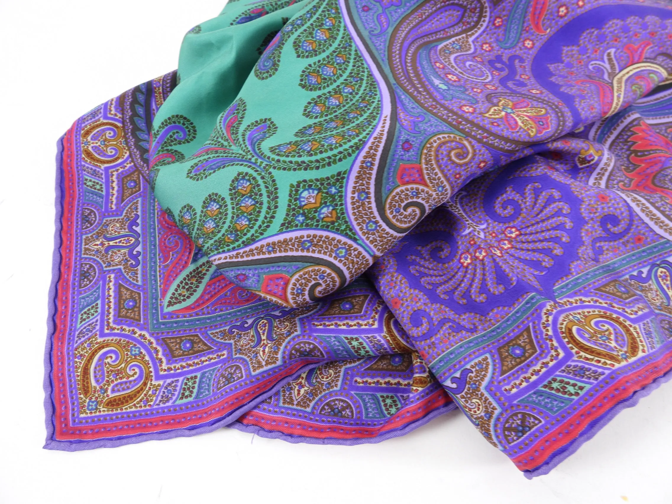 Etro Purple Green Silk Twill Paisley Scarf 90cm - Shop Now!