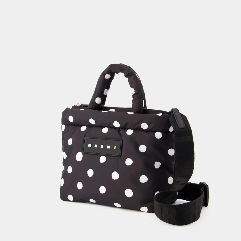 Ew Dots Print Tote Bag - Marni - Leather - Black