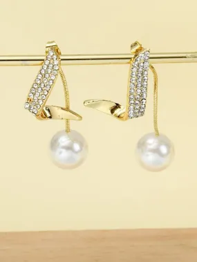 Faux Pearl Rhinestone Earrings