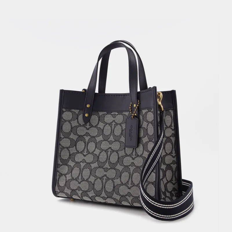 Field Tote 22 Tote Bag - Coach - Navy - Jacquard