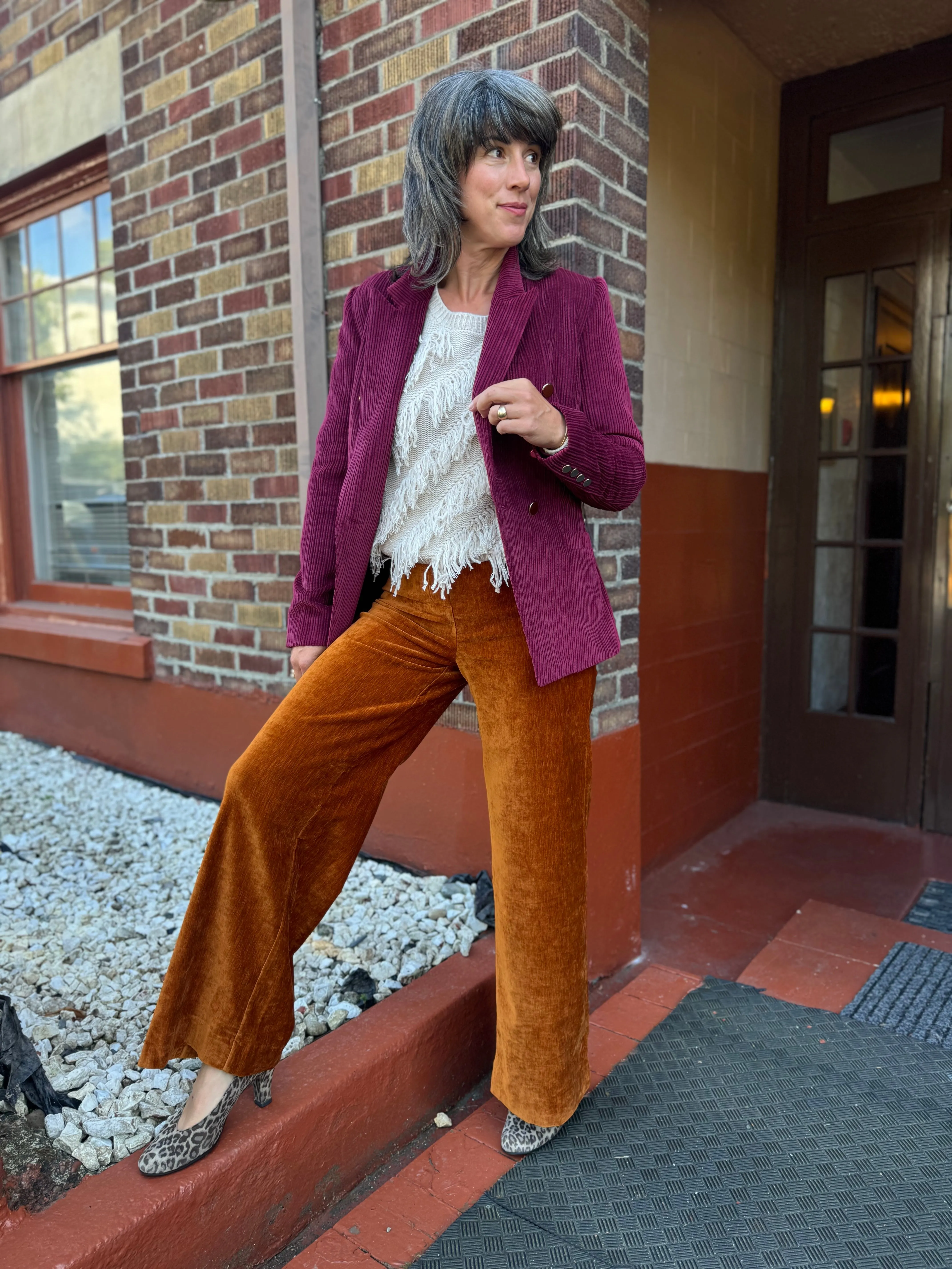 FP1118 Merlot Lux Cordoroy Revel Blazer