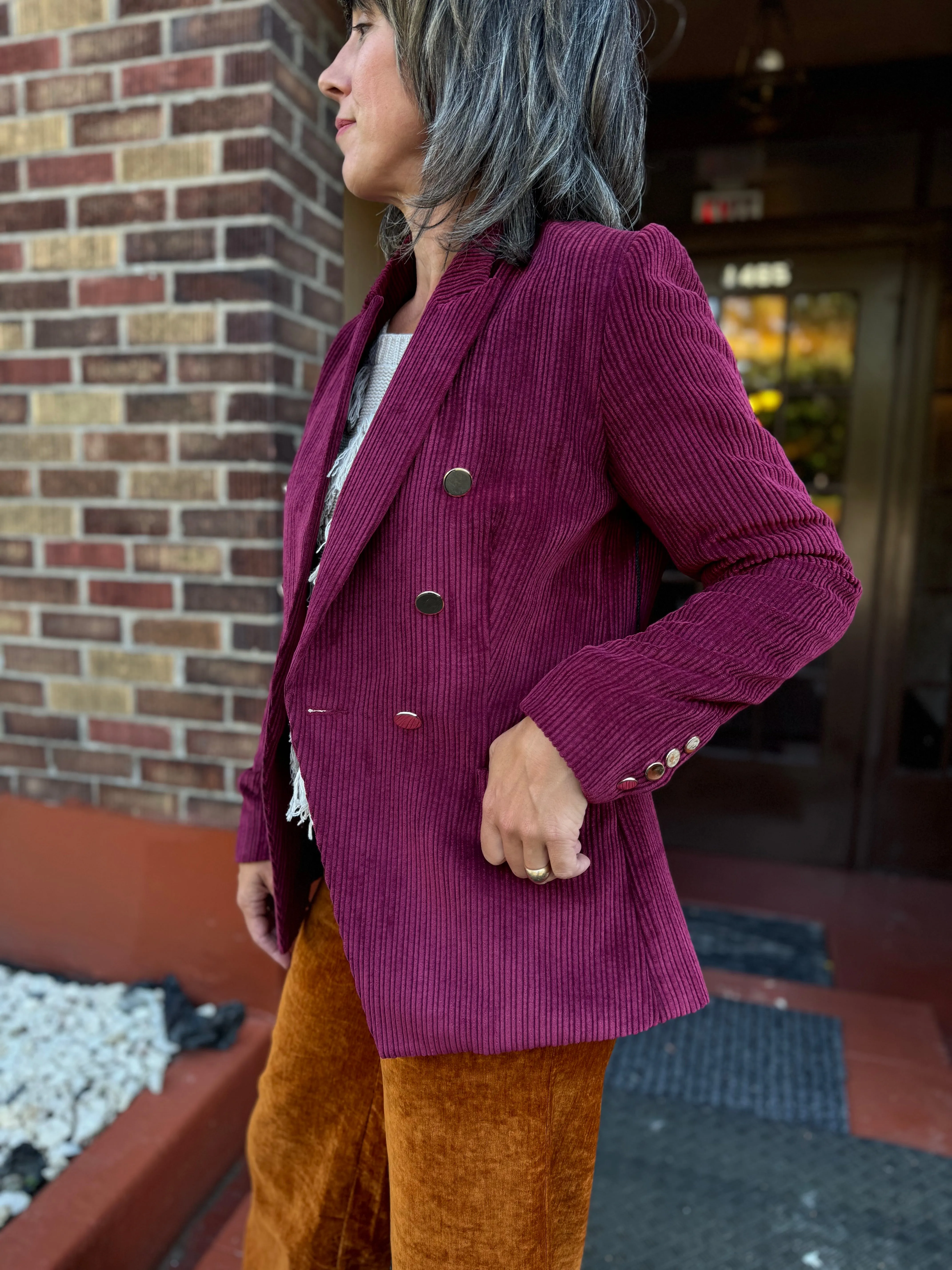 FP1118 Merlot Lux Cordoroy Revel Blazer