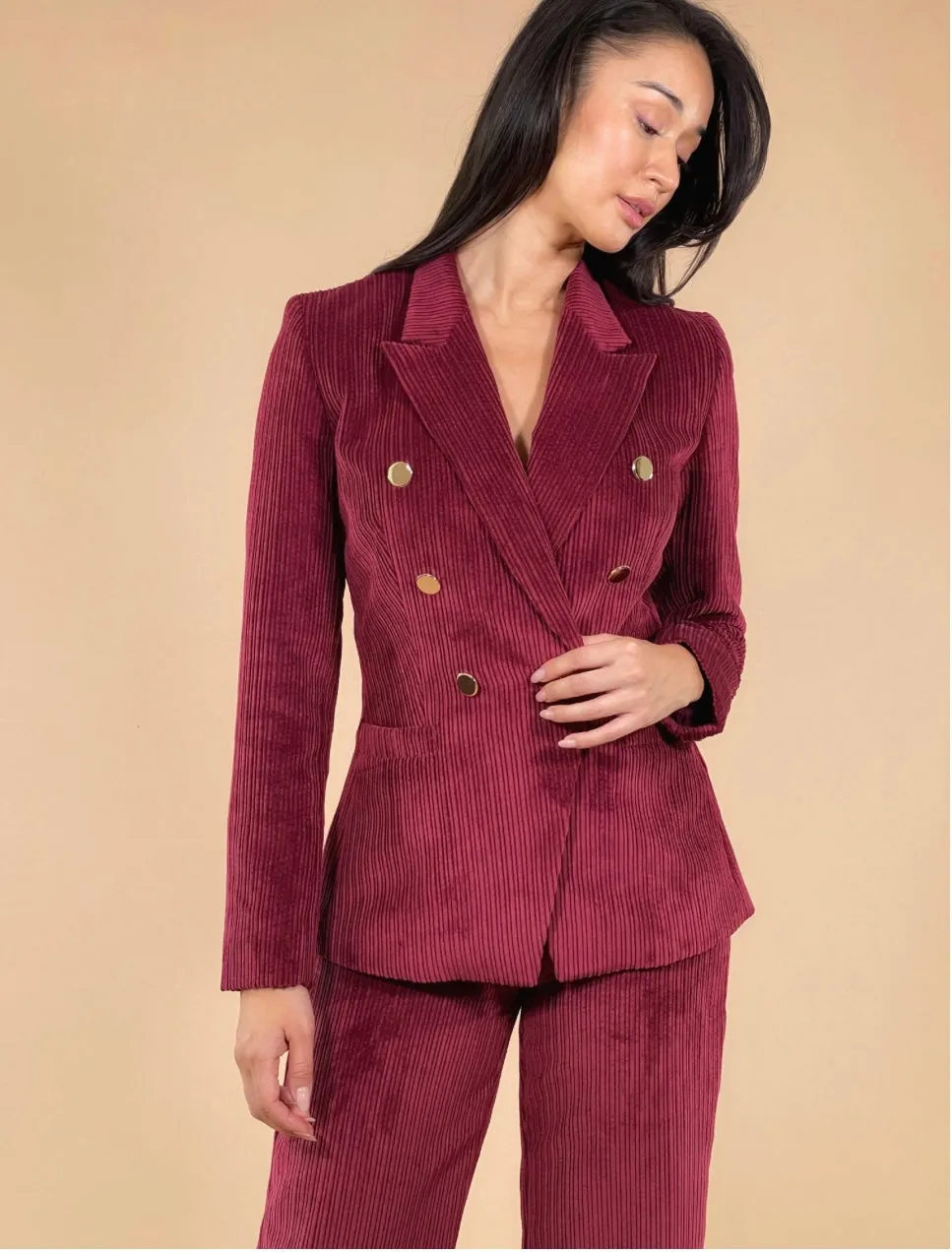 FP1118 Merlot Lux Cordoroy Revel Blazer