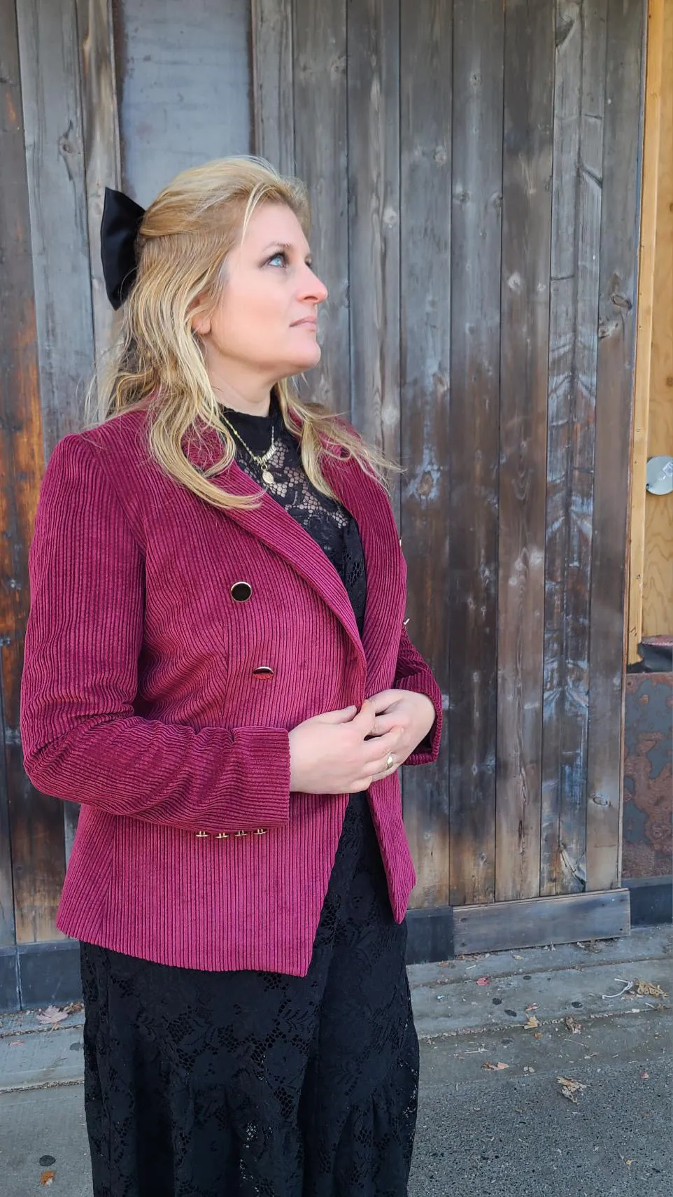 FP1118 Merlot Lux Cordoroy Revel Blazer