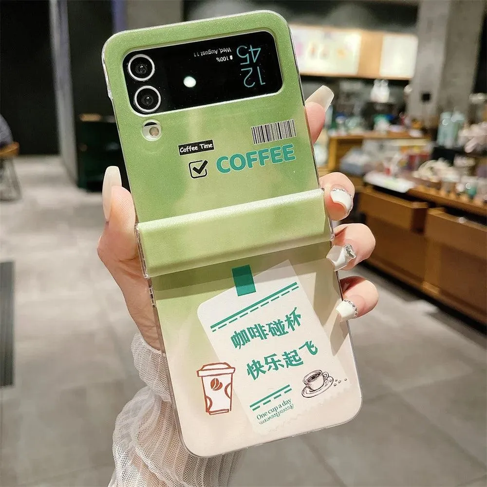 Galaxy Z Flip 3, 4, 5 Cute Coffee Pattern Phone Case