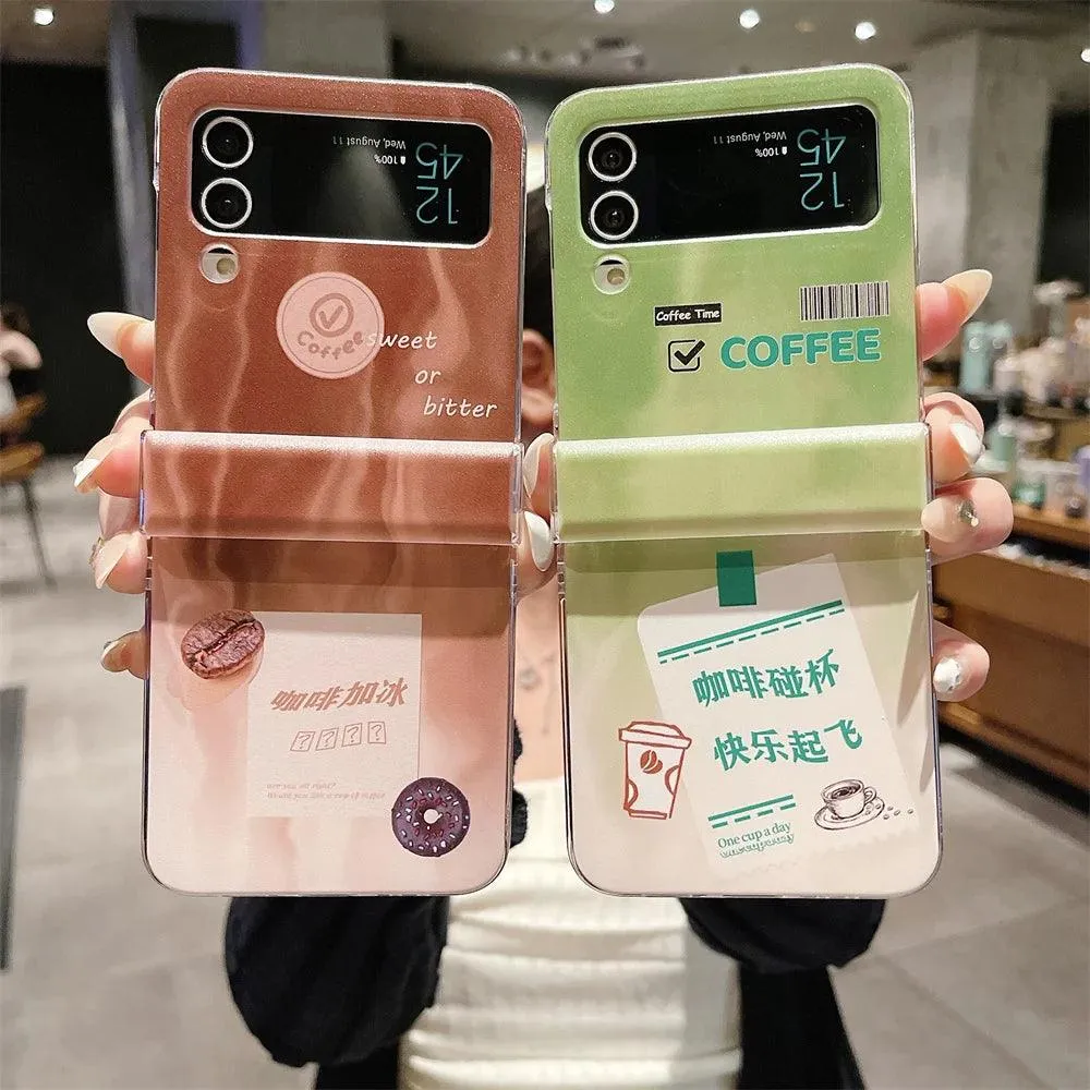 Galaxy Z Flip 3, 4, 5 Cute Coffee Pattern Phone Case