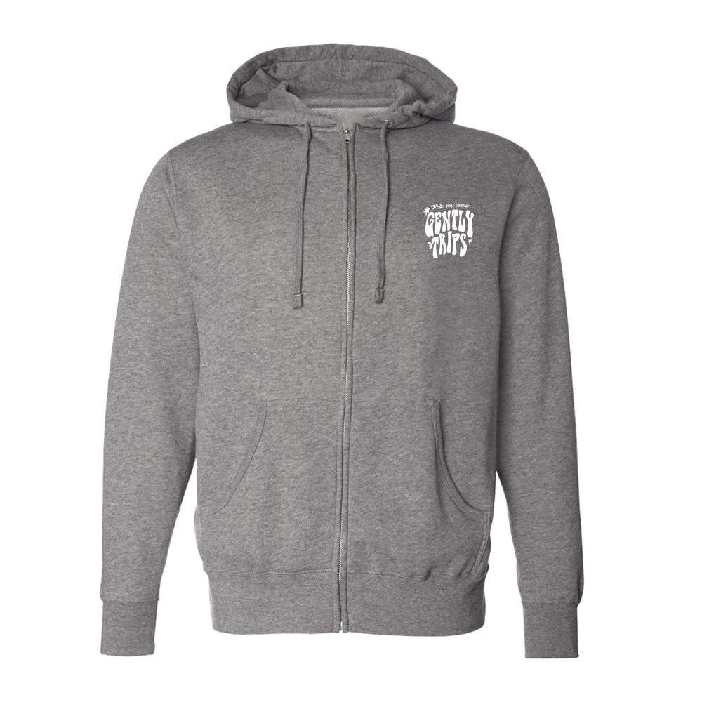 Gently Trips Zip-Up Hoodie (Unisex) - White