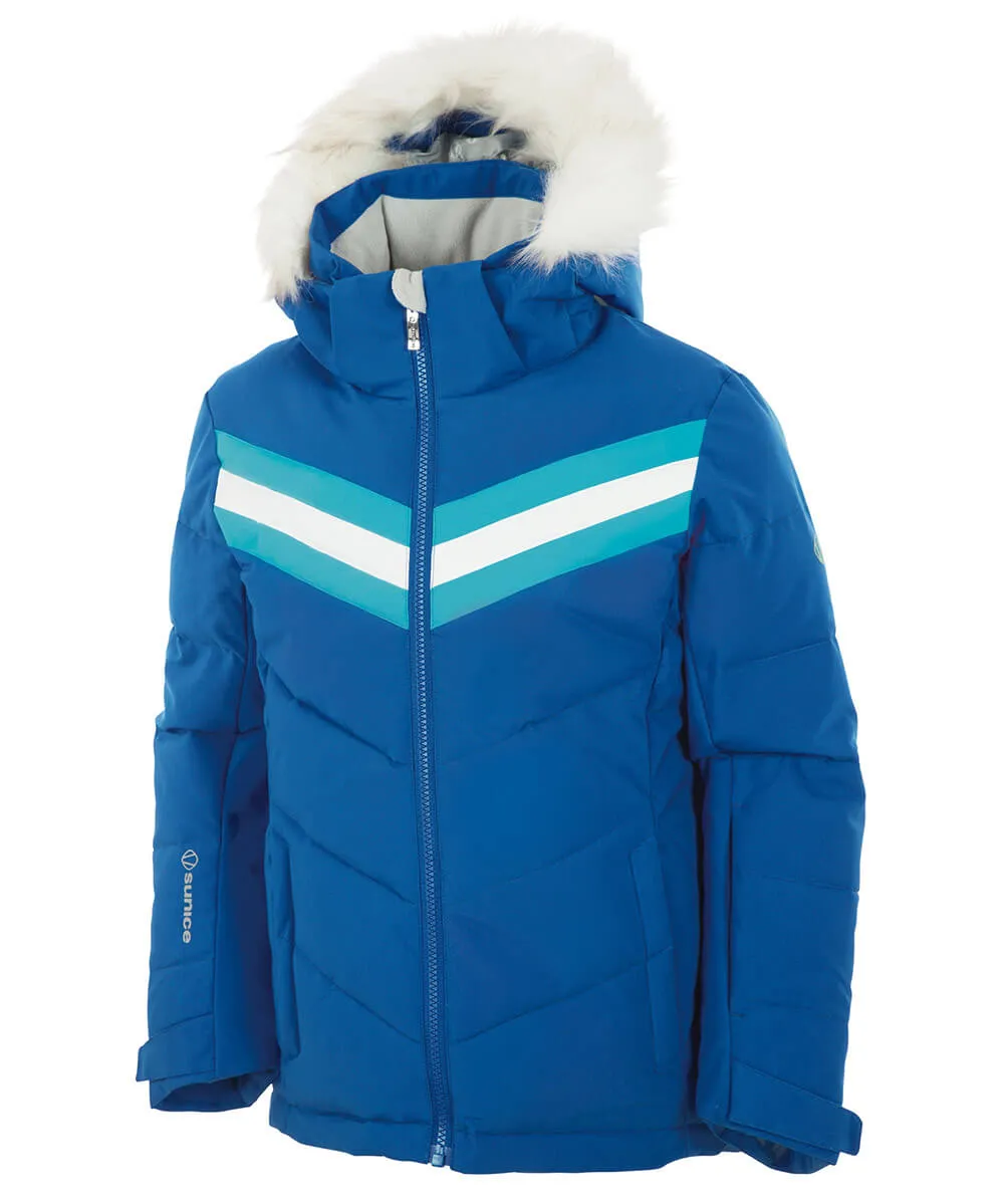 Girls' Juliana Waterproof Quilted Stretch Jacket With Removable Faux Fur Ruff