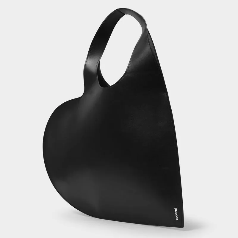 Heart Tote Bag in Black Leather