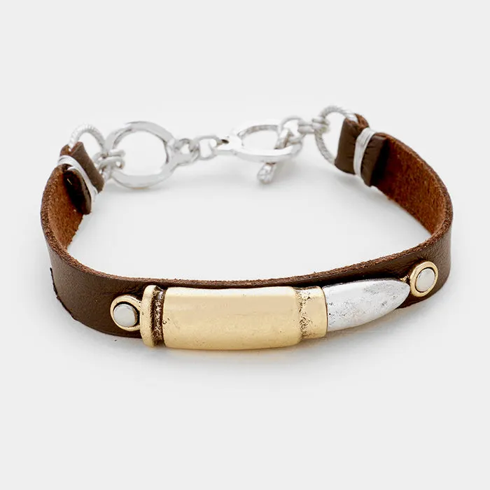 iLLASPARKZ Bullet faux leather toggle bracelet