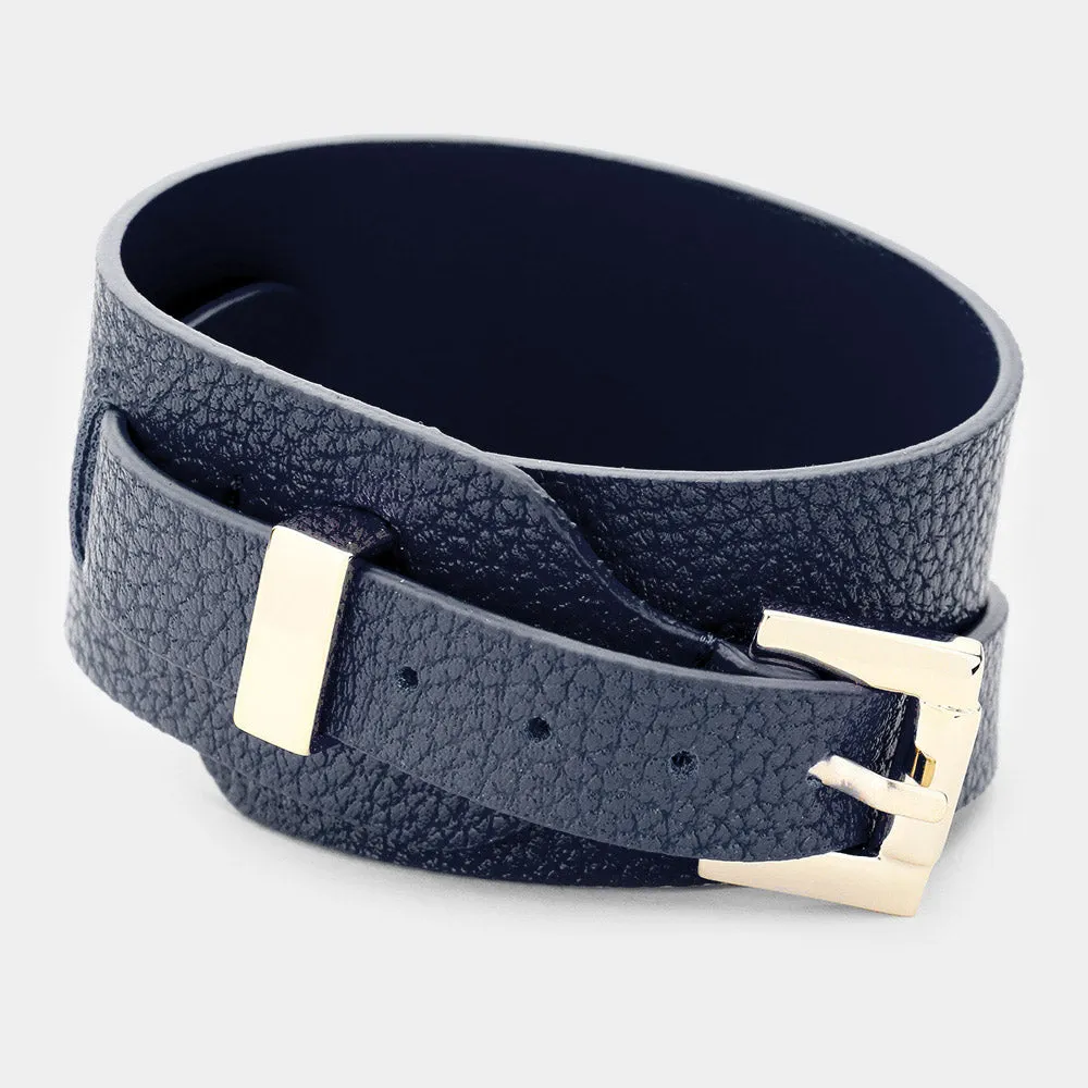 iLLASPARKZ Faux Leather Belt Buckle Wrap Bracelet