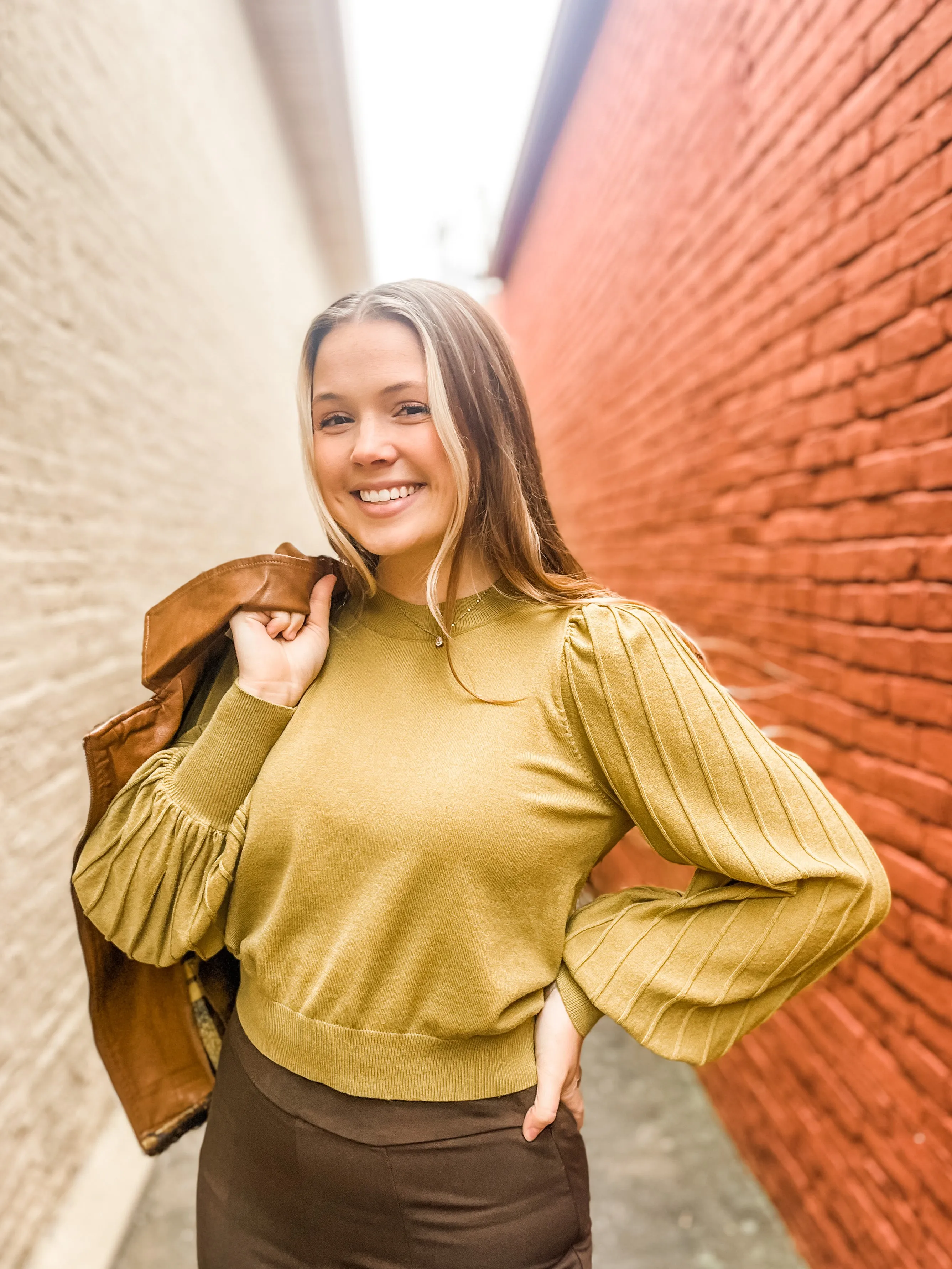 Intricate Pleated Puff Sleeve Blouse