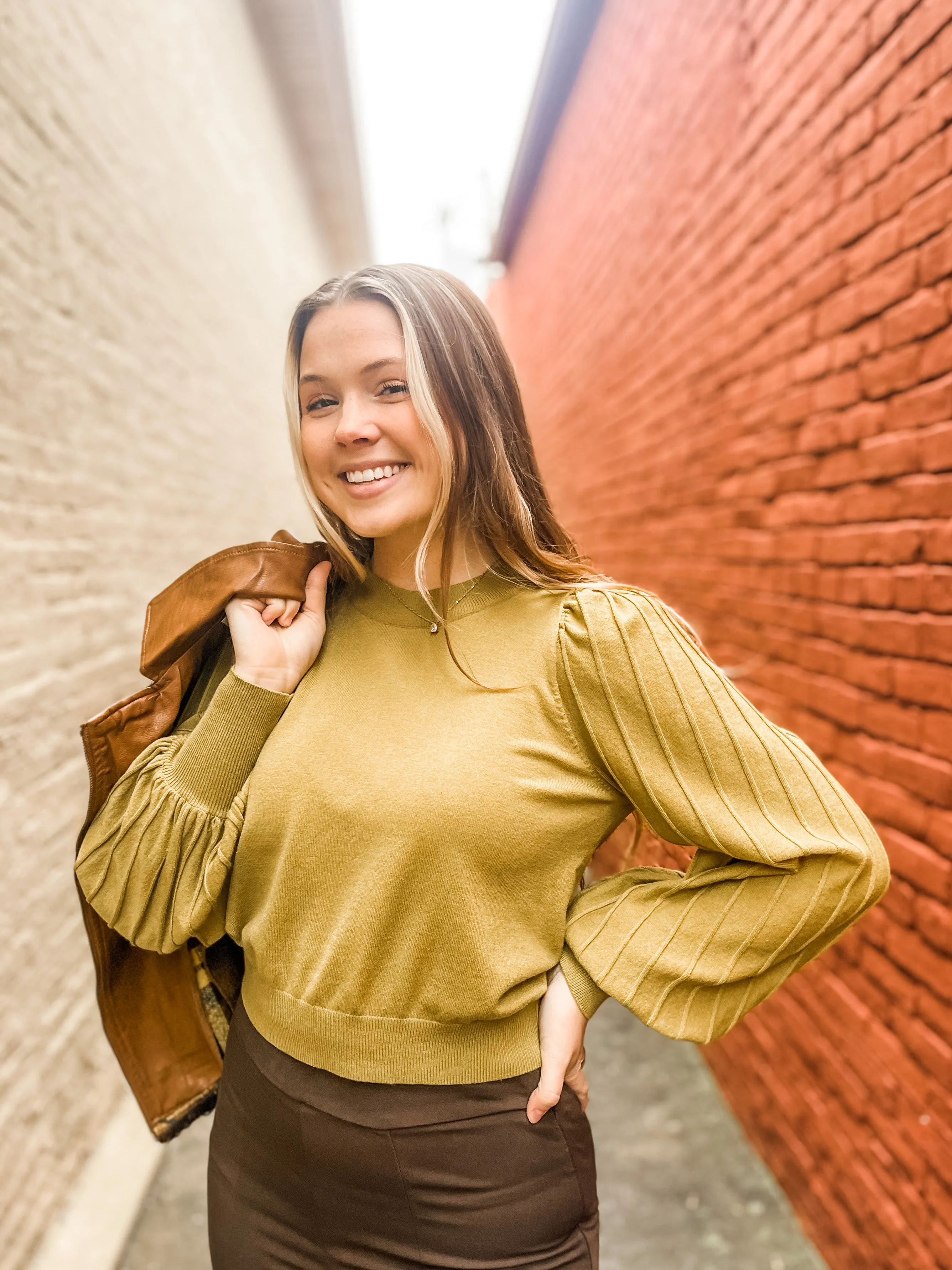 Intricate Pleated Puff Sleeve Blouse