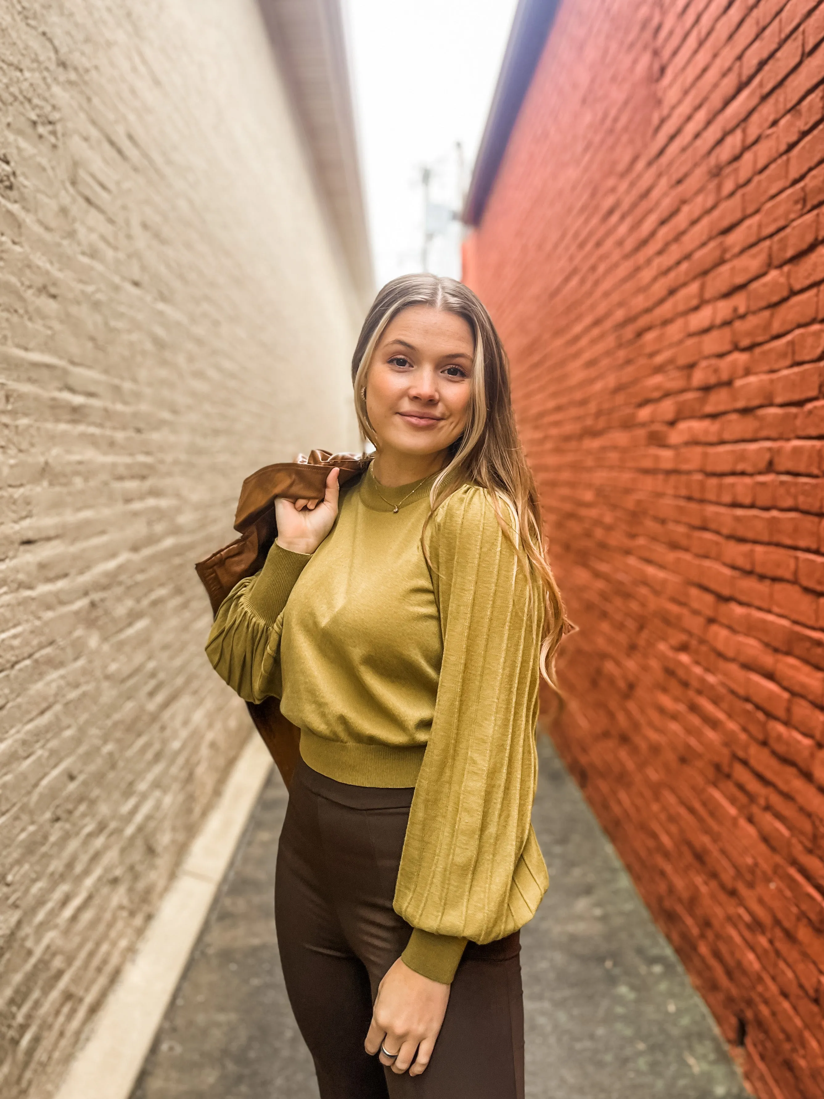 Intricate Pleated Puff Sleeve Blouse