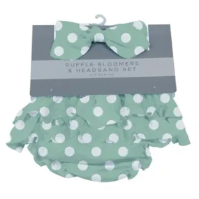 Jade Polka Dot Ruffle Bloomers and Headband Set