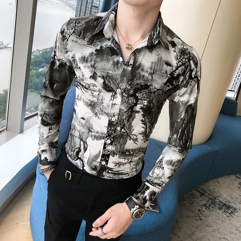 Korean Slim Fit Printed Shirt for Men