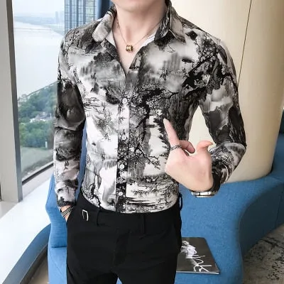 Korean Slim Fit Printed Shirt for Men