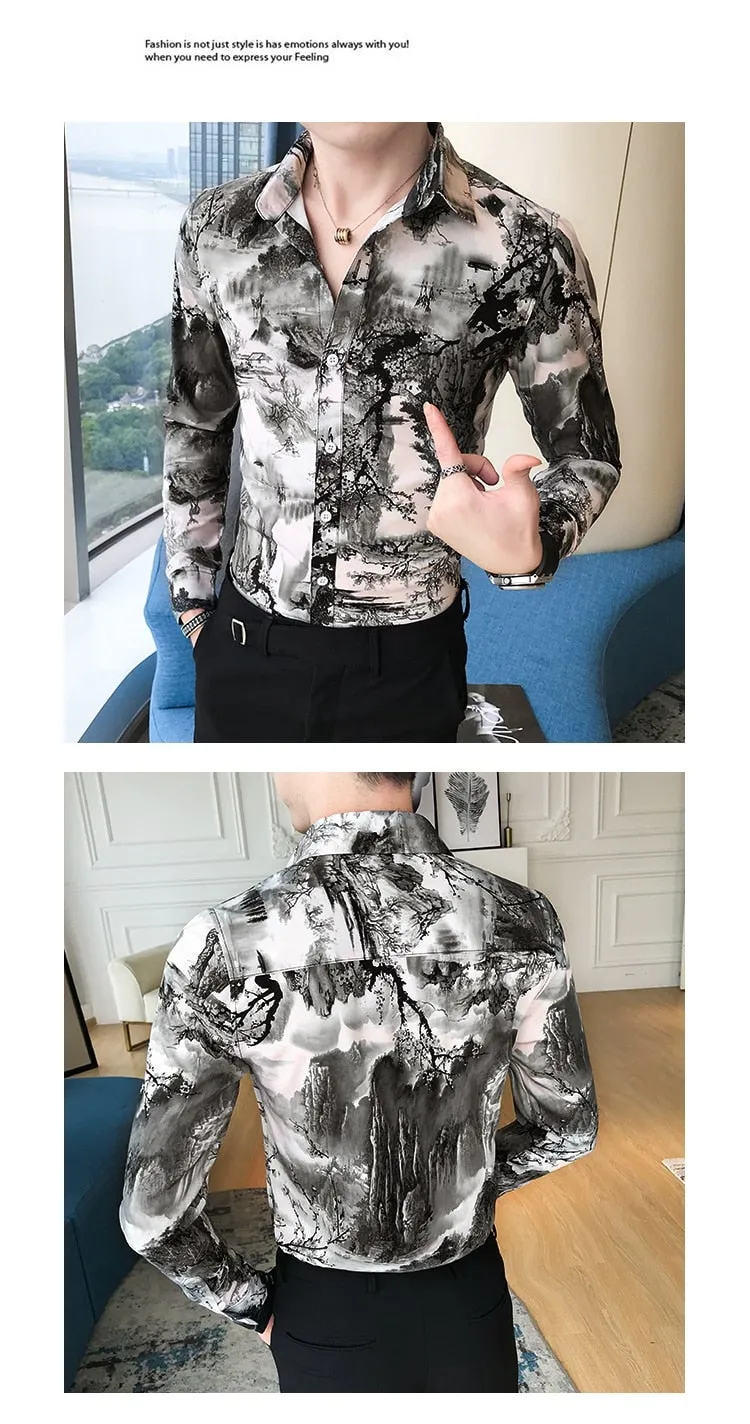 Korean Slim Fit Printed Shirt for Men