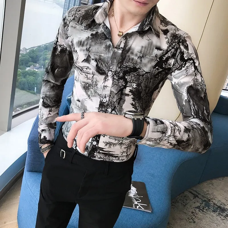 Korean Slim Fit Printed Shirt for Men