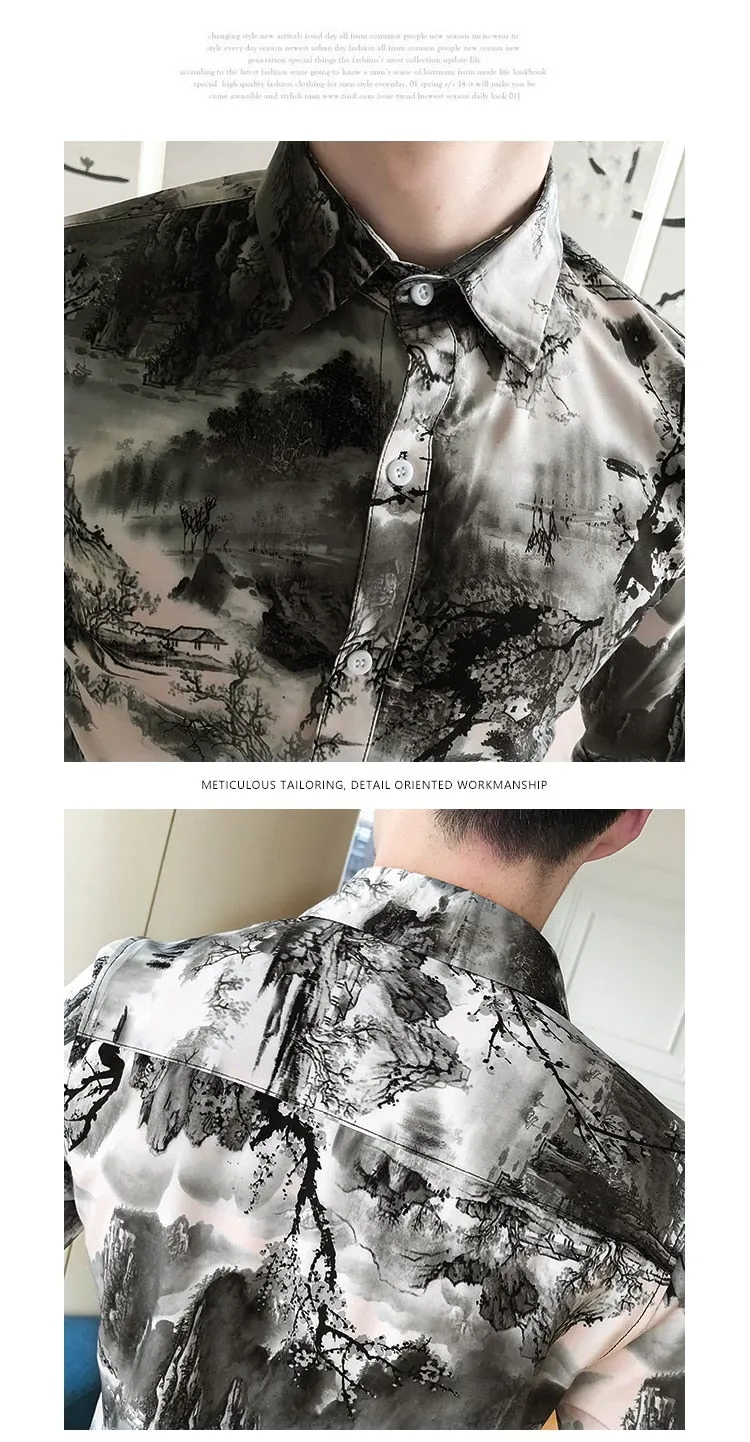 Korean Slim Fit Printed Shirt for Men