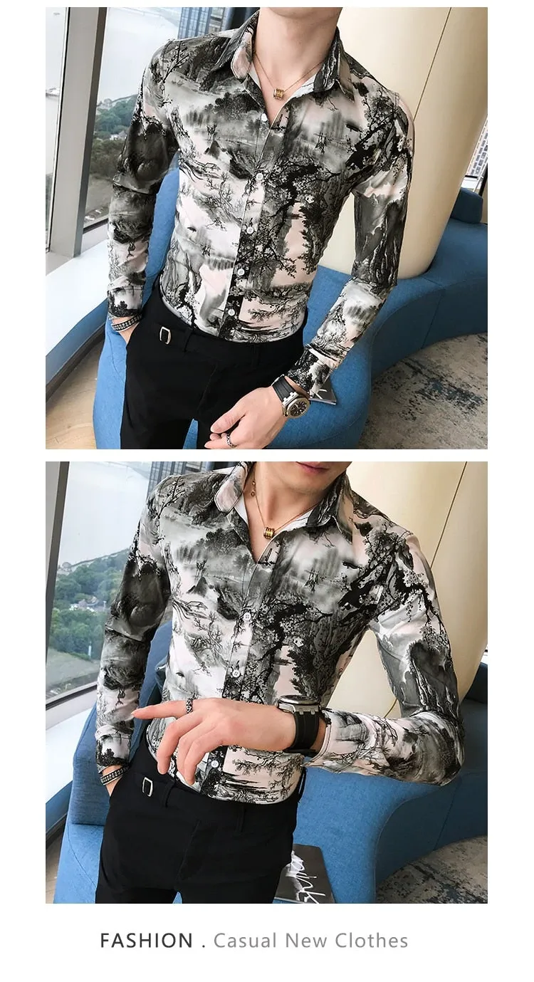 Korean Slim Fit Printed Shirt for Men