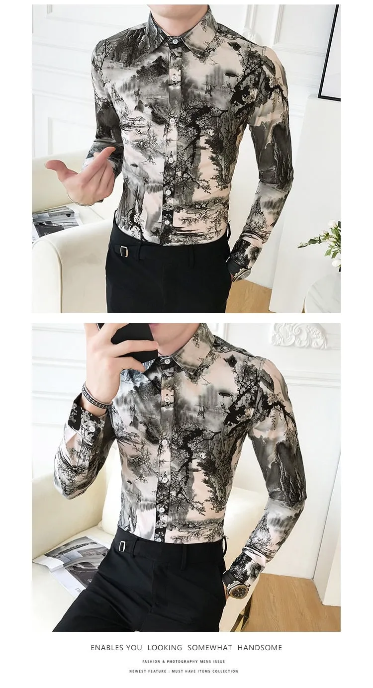 Korean Slim Fit Printed Shirt for Men