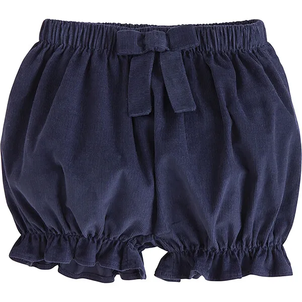 Little English Bow Bloomer, Navy Corduroy