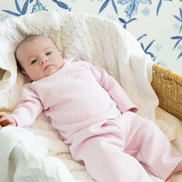 Little English Quilted Pant Set, Light Pink