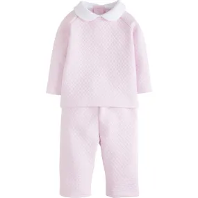 Little English Quilted Pant Set, Light Pink