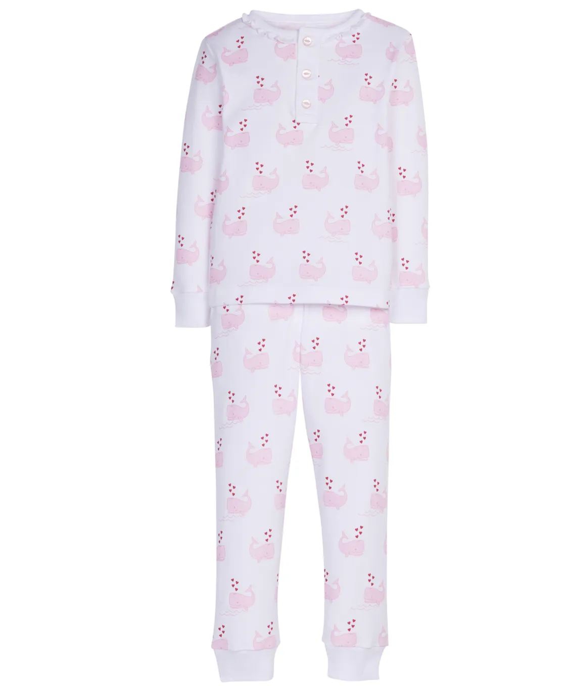 Little English Ruffled Pajamas in Pink Whales