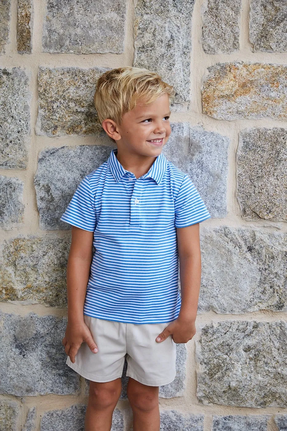 Little English Short Sleeve Striped Polo in Regatta