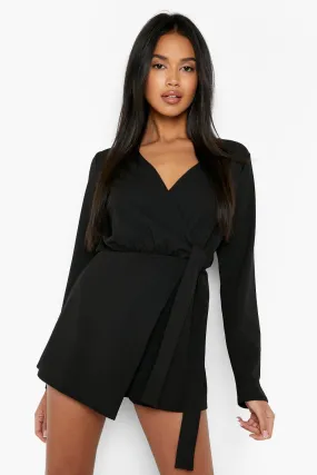 Long Sleeve Wrap Blazer Romper