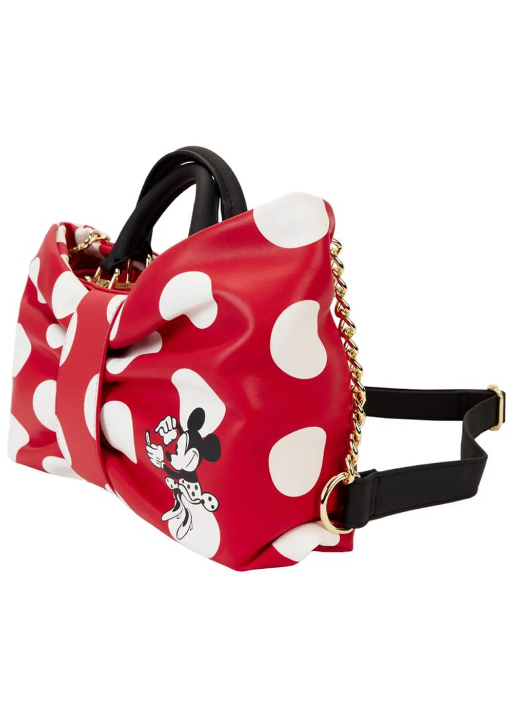 Loungefly Disney Minnie Rocks the Dots Figural Bow Shoulderbag Red