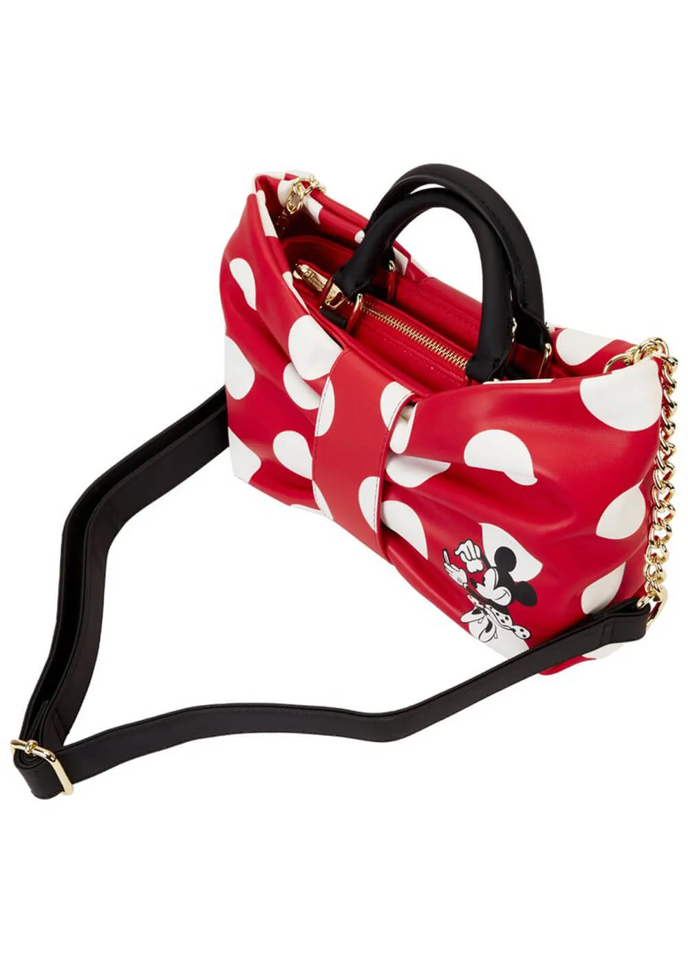 Loungefly Disney Minnie Rocks the Dots Figural Bow Shoulderbag Red