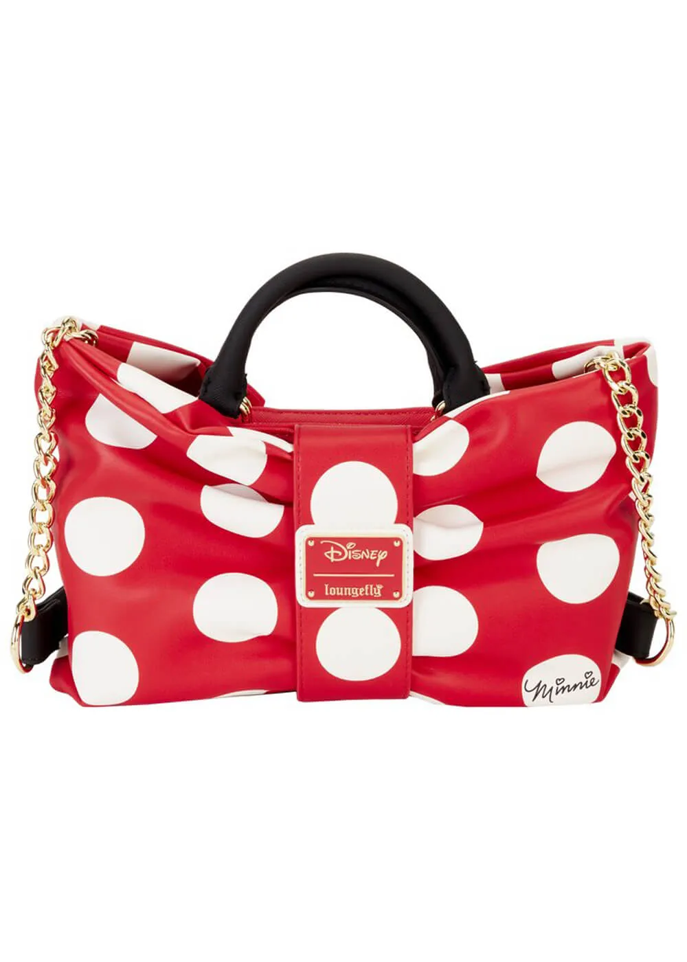 Loungefly Disney Minnie Rocks the Dots Figural Bow Shoulderbag Red