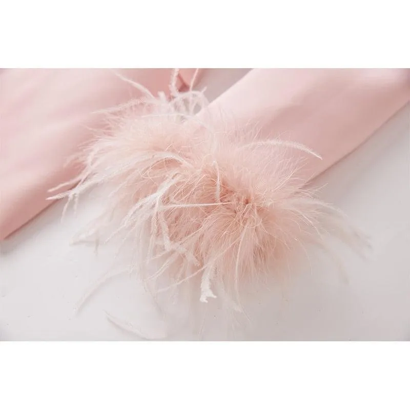 Luxury Pink Feather Suit