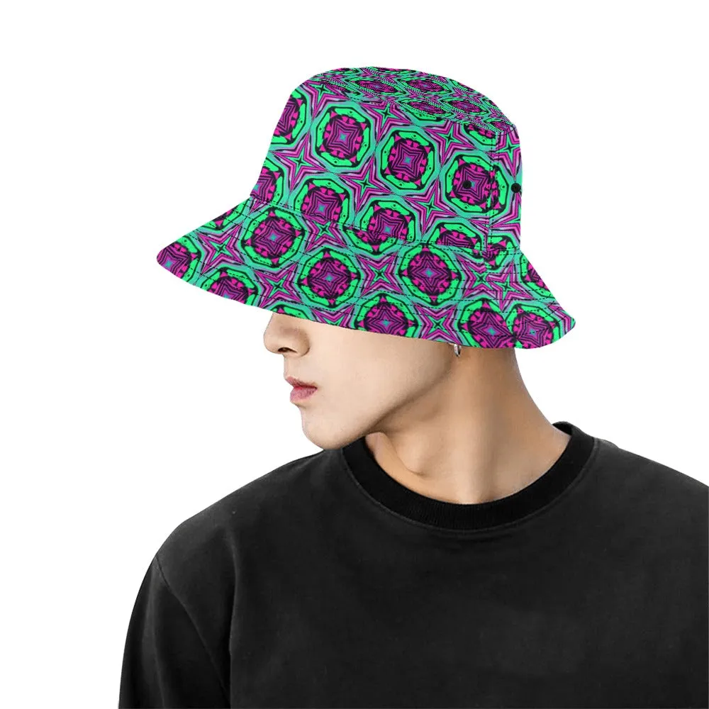 Magenta Mint Bucket Hat Sacred Geometry