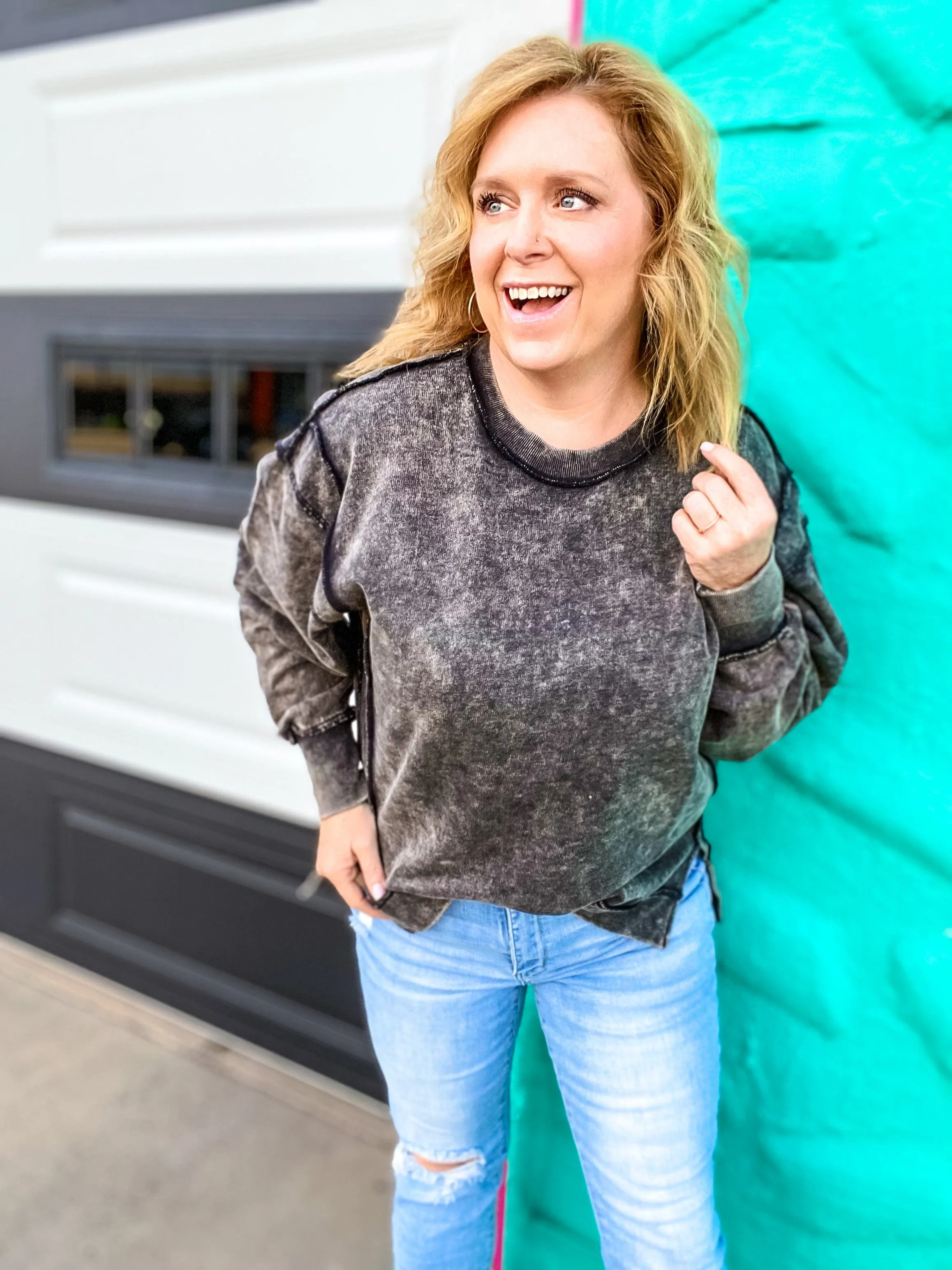 Maggie Black Mineral Wash Pullover