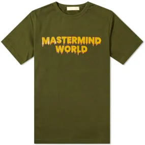 MASTERMIND WORLD Drip Logo Skull T-ShirtOlive