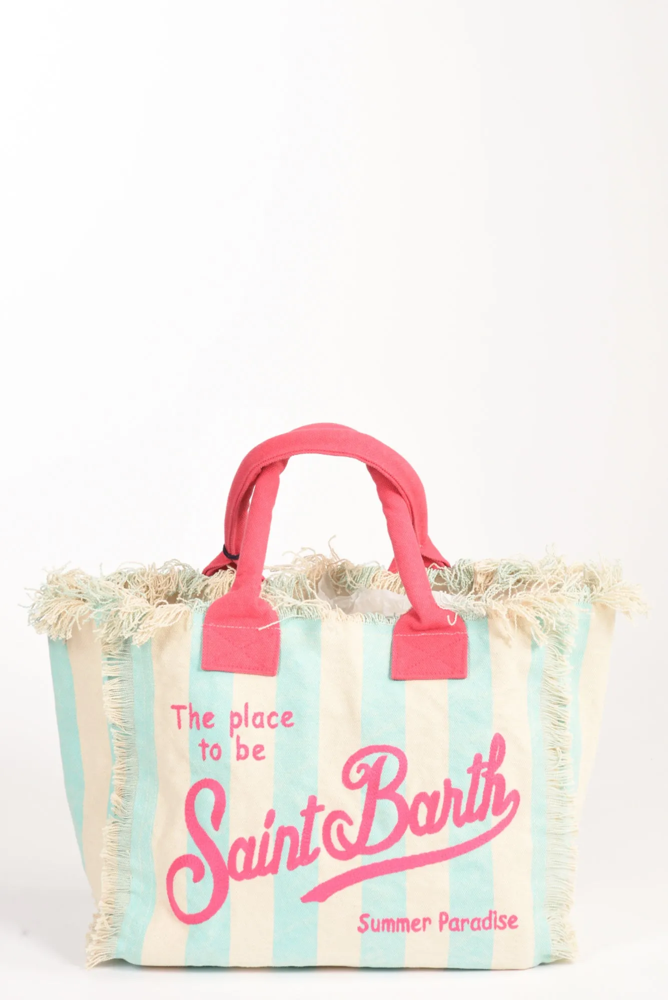 Mc2 Saint Barth Borsa Canvas Azzurro/fucsia/bianco Donna