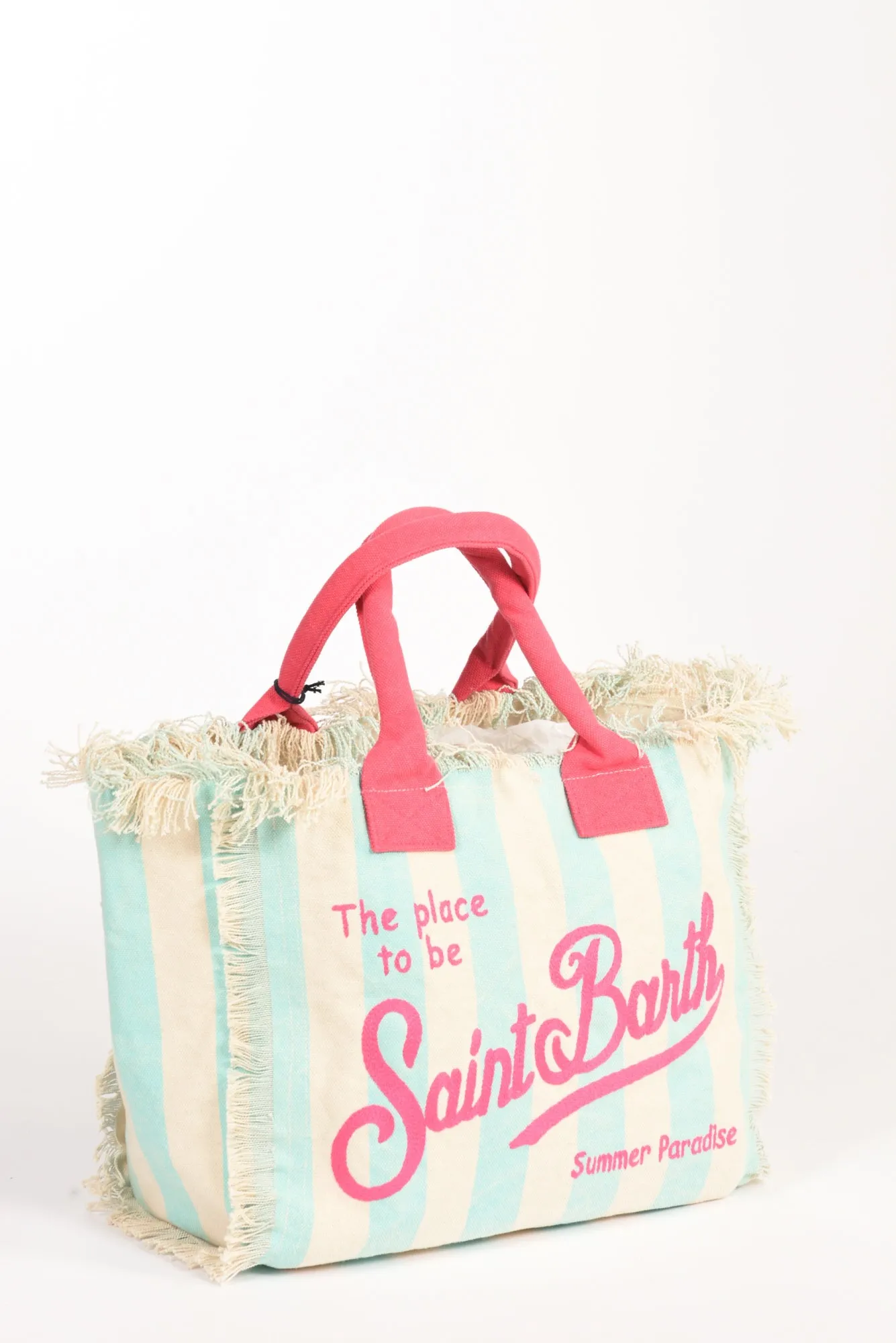 Mc2 Saint Barth Borsa Canvas Azzurro/fucsia/bianco Donna