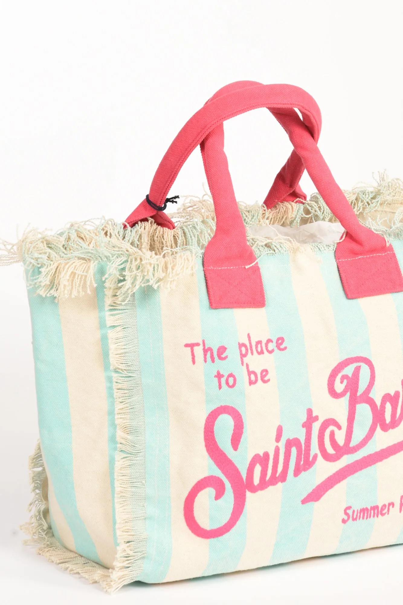 Mc2 Saint Barth Borsa Canvas Azzurro/fucsia/bianco Donna