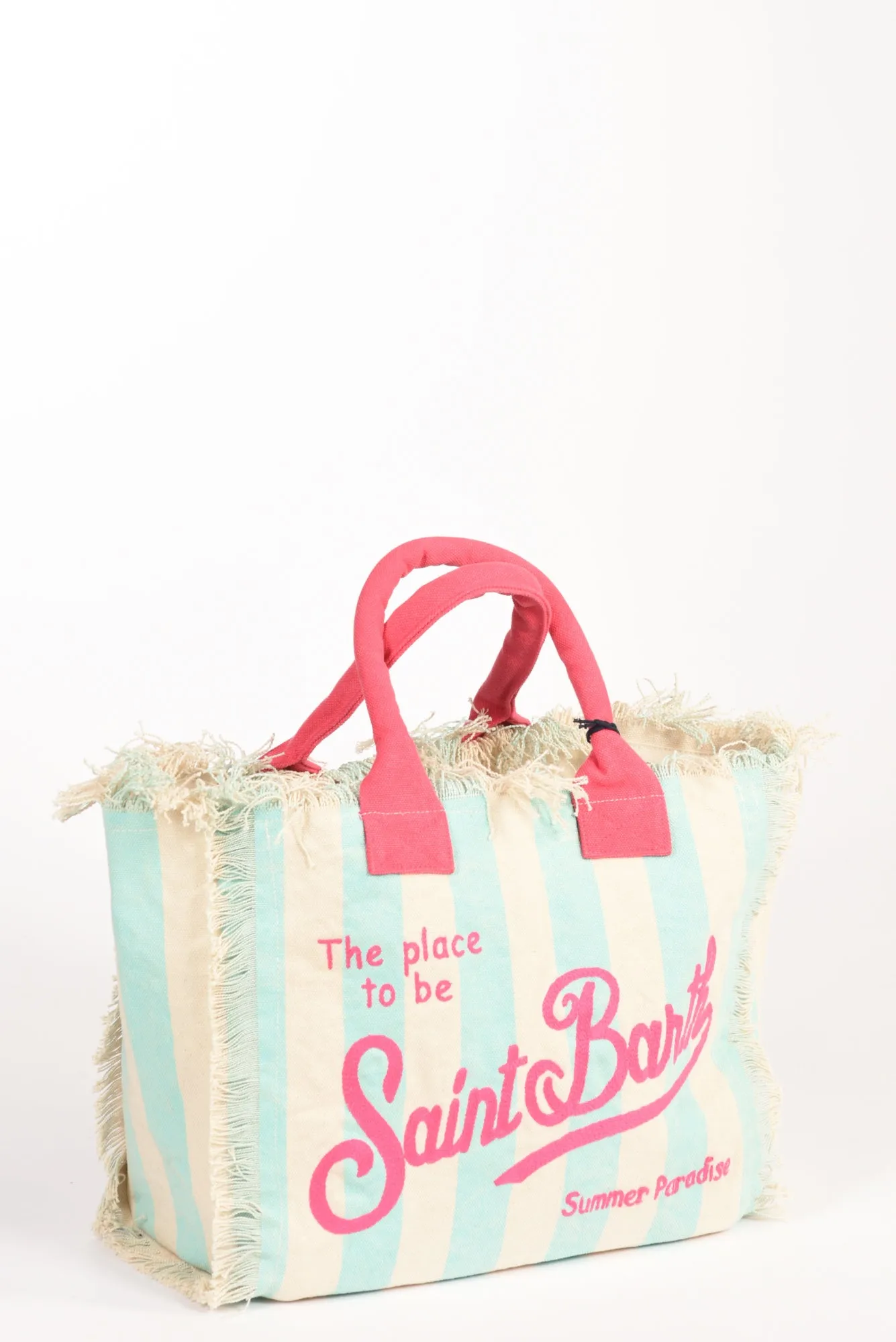 Mc2 Saint Barth Borsa Canvas Azzurro/fucsia/bianco Donna