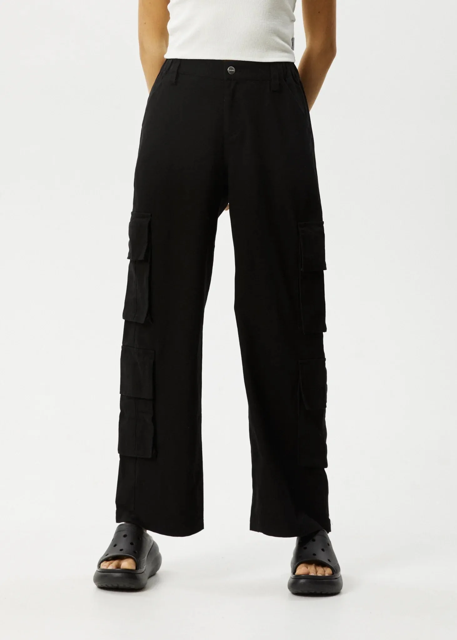 Midnight Black Cotton Cargo Pants - Afends